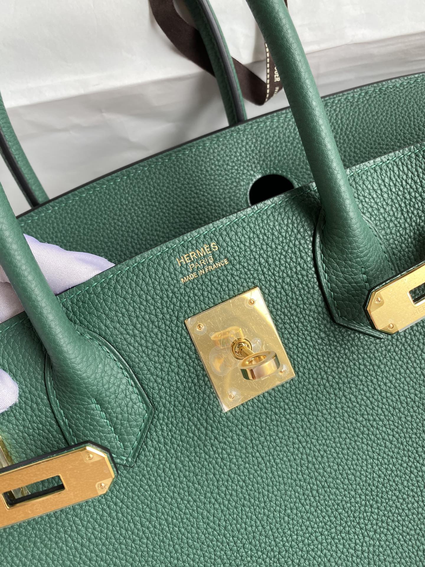 Hermes Birkin 30CM Togo Leather Handbag Vert Vertigo